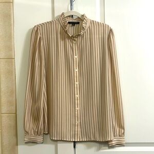 Light Pink with blue pinstripes blouse. Banana Republic, size Medium